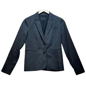 Banana Republic Women's Preppy Blazer Long Sleeve Sz 2 Charcoal Gray Pockets
